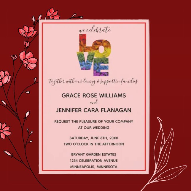 LIEBE Red Themed Same Wedding Collection Invita Einladung (Von Creator hochgeladen)