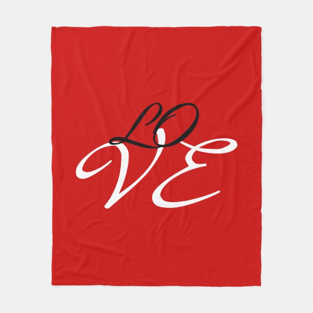 Liebe Red White Black Color Calligraphy Fleecedecke (Vorderseite)