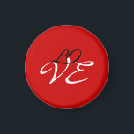 Liebe Red White Black Color Calligraphy Magnet<br><div class="desc">Sie können die Schriftart und Farben leicht ändern. Sie können auch Ihr Logo und das Hintergrundbild hinzufügen,  wie Sie möchten.</div>