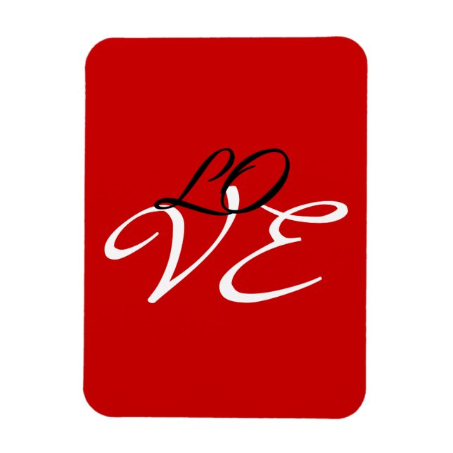 Liebe Red White Black Color Calligraphy Magnet (Vertikal)