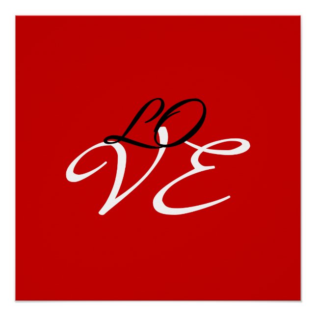 Liebe Red White Black Color Calligraphy Poster (Vorderseite)