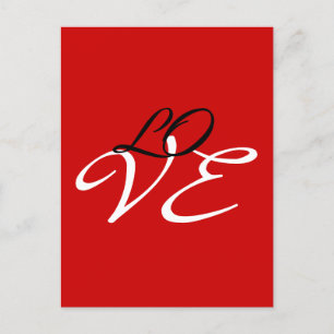 Liebe Red White Black Color Calligraphy Postkarte