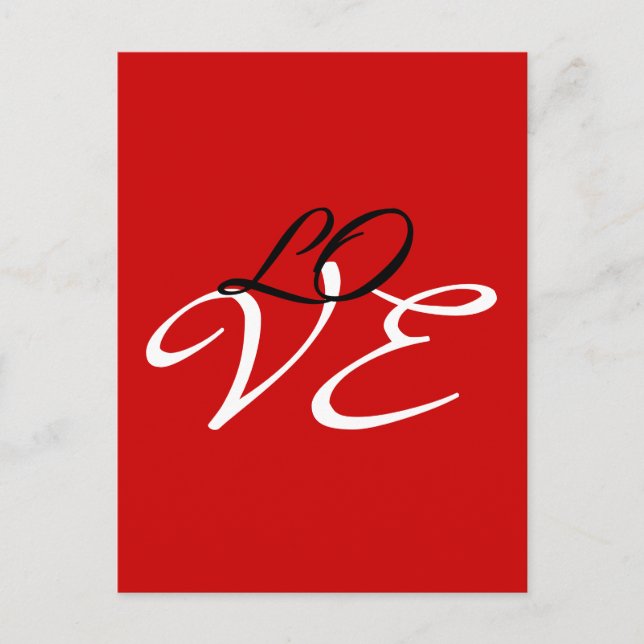 Liebe Red White Black Color Calligraphy Postkarte (Vorderseite)