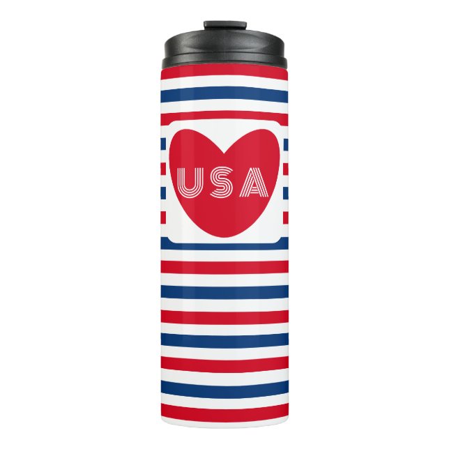 Liebe Red White Blue Patriotic Heart Fun The Thermosbecher (Vorderseite)