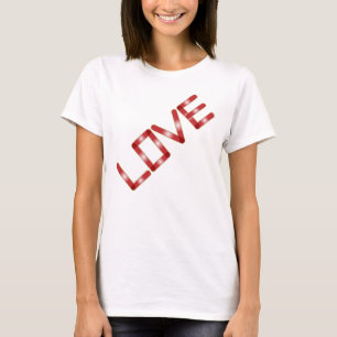 Liebe Red White Glow Gold Glitzer Border T-Shirt