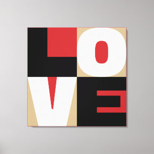 Liebe Refined Letter Art Design Red Black Gold Leinwanddruck