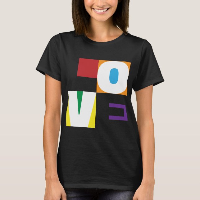 Liebe Regenbogen 6 Farben Moderne Letter Art Desig T-Shirt (Vorderseite)
