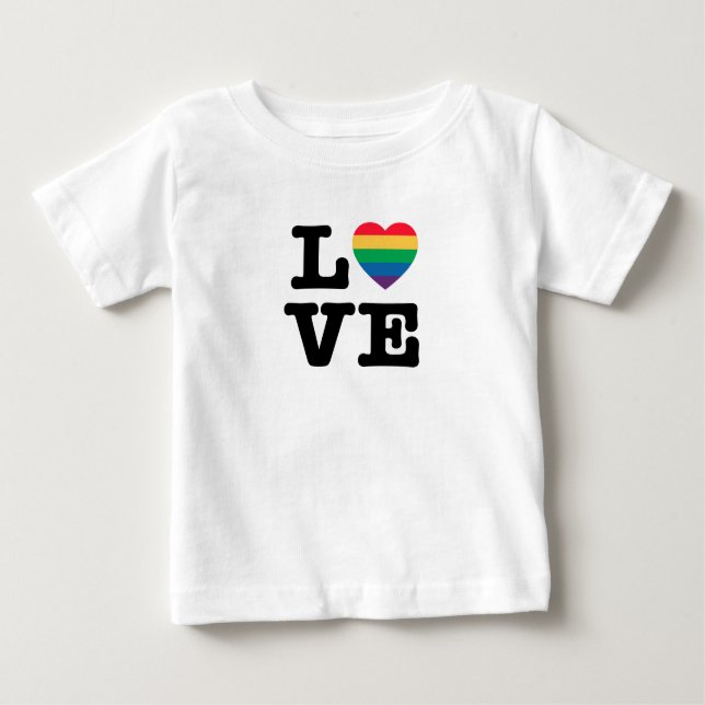 Liebe Regenbogen Herzwort Baby T-shirt (Vorderseite)