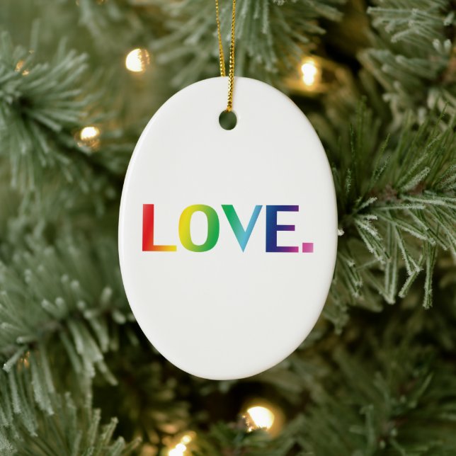 Liebe Regenbogenfarben Gay Pride lgbtq Weihnachten Keramik Ornament (Baum)
