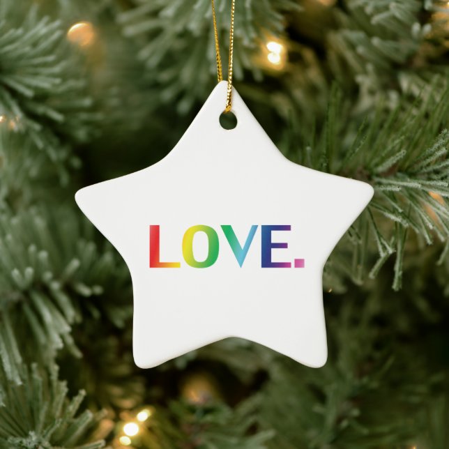 Liebe Regenbogenfarben Gay Pride lgbtq Weihnachtss Keramik Ornament (Baum)