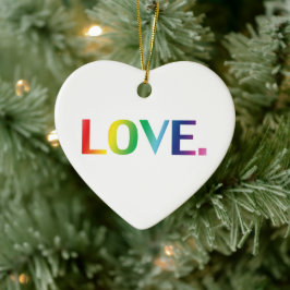 Liebe Regenbogenfarben Gay Pride Weihnachtsherz Keramik Ornament