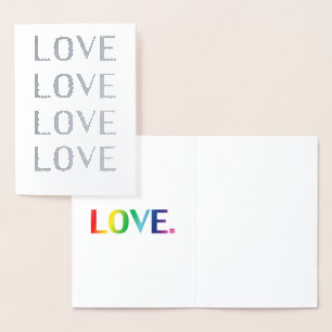 Liebe Regenbogenfarben Typografie Folienkarte
