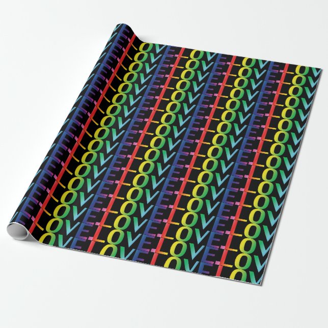 Liebe Regenbogengradition schwarze Typografie Geschenkpapier (Ungerollt)