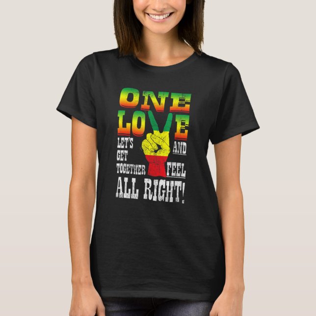 Liebe Reggae Caribbean Music Pride Flag Jamaica T-Shirt (Vorderseite)