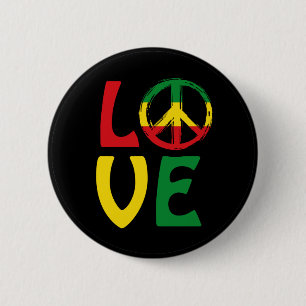 LIEBE Reggae mit Friedenssymbol Button