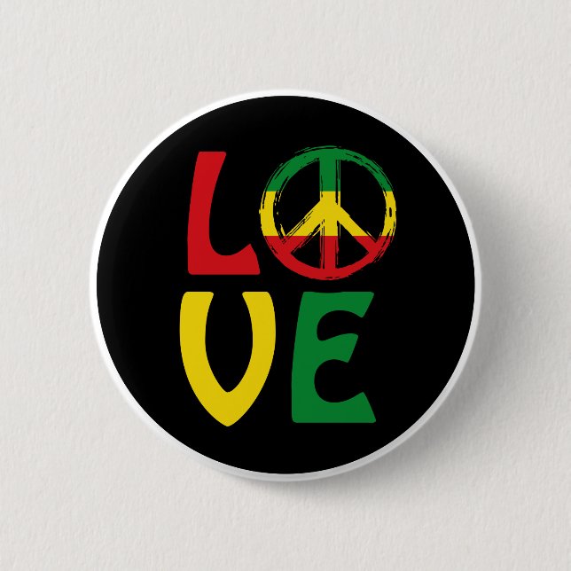 LIEBE Reggae mit Friedenssymbol Button (Vorderseite)