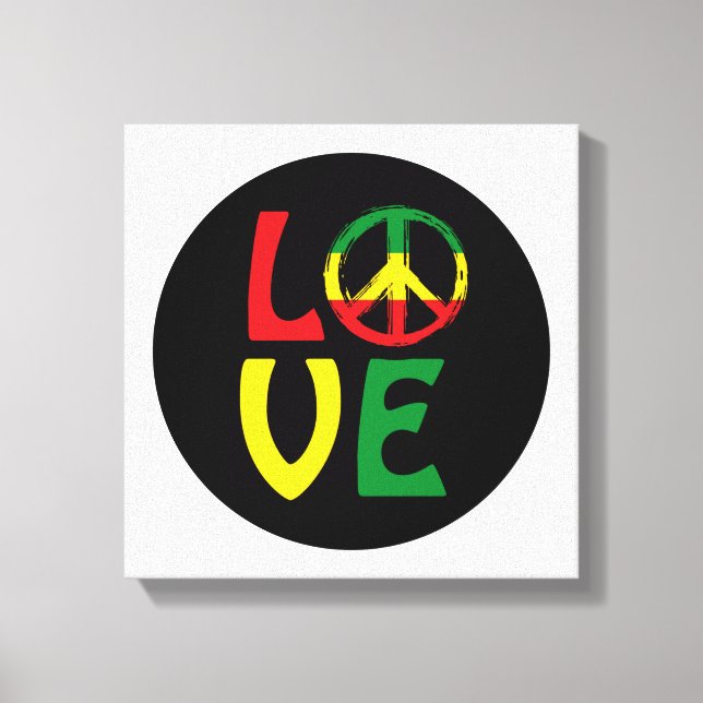 LIEBE Reggae mit Friedenssymbol Leinwanddruck (Vorderseite)