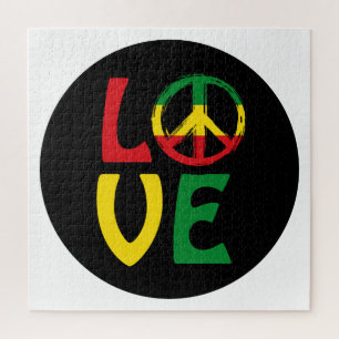 LIEBE Reggae mit Friedenssymbol Puzzle