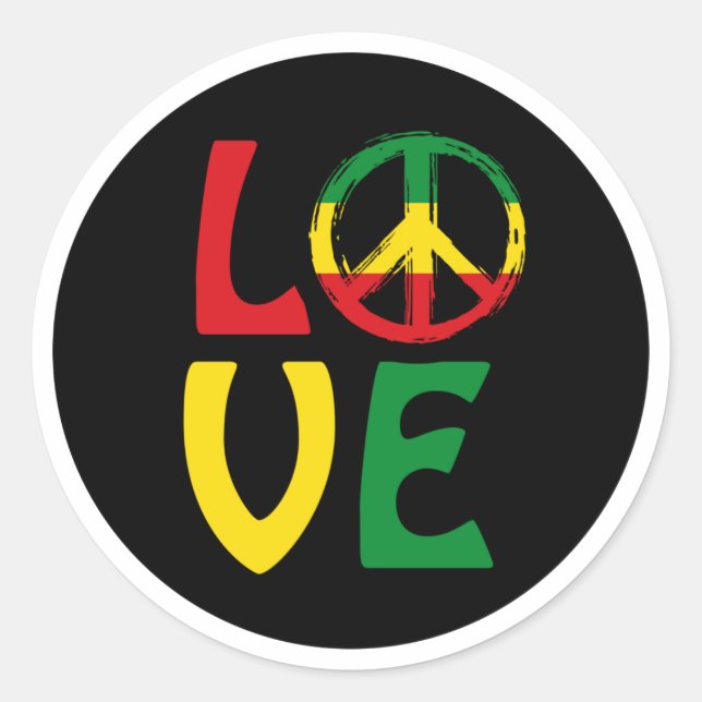 LIEBE Reggae mit Friedenssymbol Runder Aufkleber (Vorderseite)