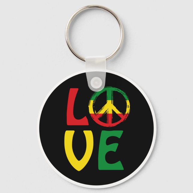 LIEBE Reggae mit Friedenssymbol Schlüsselanhänger (Vorderseite)