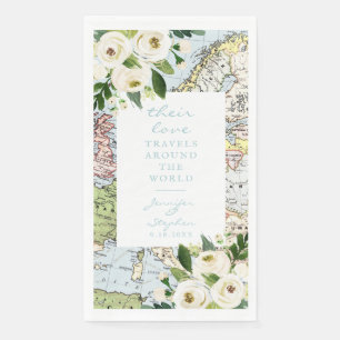 Liebe Reisen durch die Vintage Blumenkarte der Wel Serviette