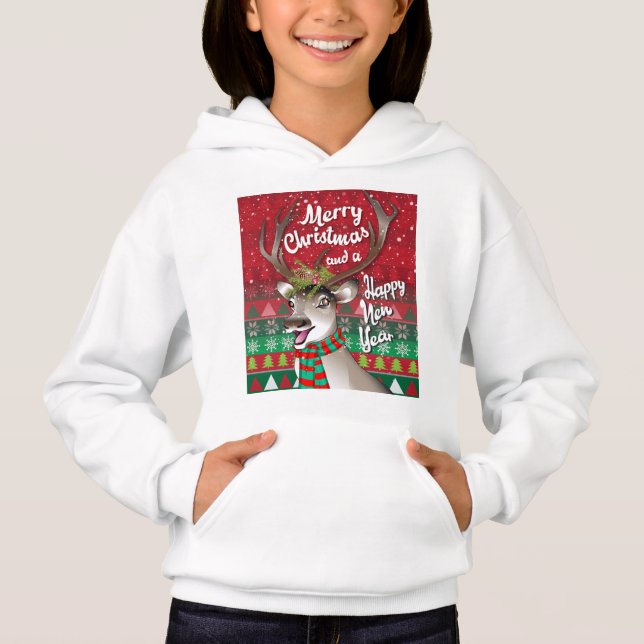 Liebe Rentier - Frohe Weihnachten und glückliches  Hoodie (Vorderseite)