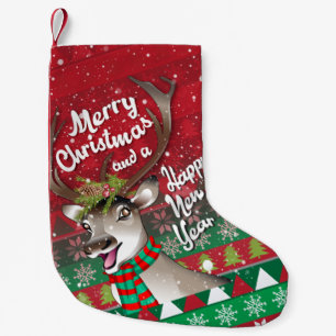 Liebe Rentier - Frohe Weihnachten und glückliches Kleiner Weihnachtsstrumpf