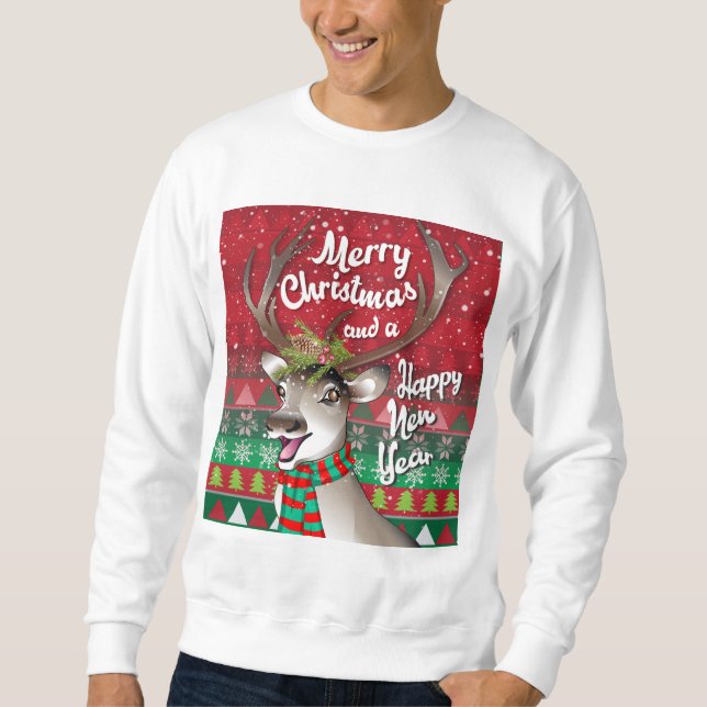 Liebe Rentier - Frohe Weihnachten und glückliches  Sweatshirt (Vorderseite)