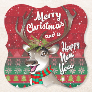 Liebe Rentier - Frohe Weihnachten und glückliches  Untersetzer