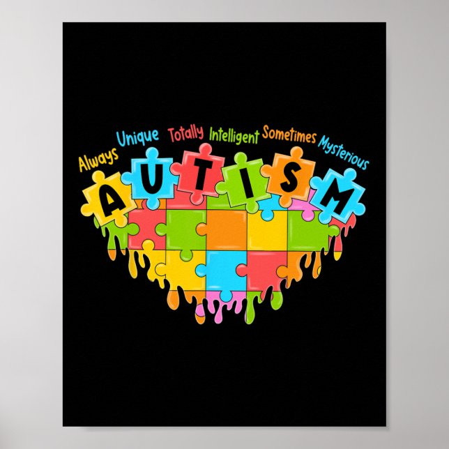 Liebe Retro Autismus Bewusstsein Poster (Vorne)