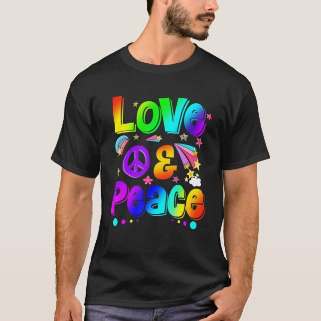 Liebe Retro Groovy Liebe Hippie 70er Vibes T-Shirt (Vorderseite)