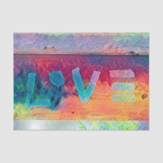 Liebe Retro Hippie Blue Red Orange Bohemisches Lan Seidenpapier (Vorderseite)