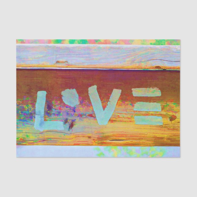 Liebe Retro Hippie Brown Green Bohemisch Country A Seidenpapier (Vorderseite)