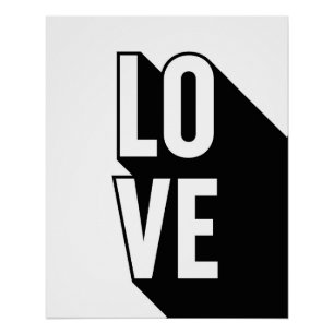 Liebe Retro Long Shadow Typografie Poster