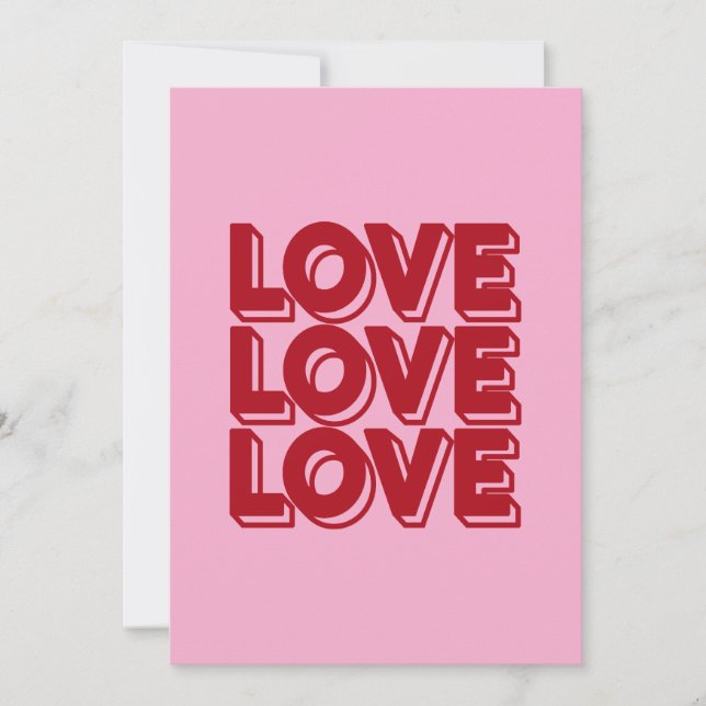 Liebe Retro-Rot-Typografie Einladung (Vorderseite)
