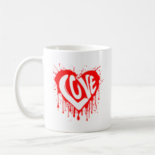 Liebe Retro Rotes Herz Valentine Weißer Text Kaffeetasse
