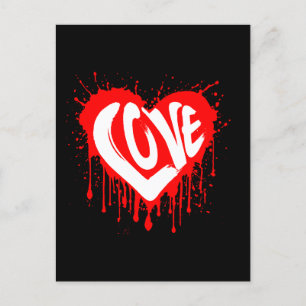 Liebe Retro Rotes Herz Valentine Weißer Text Postkarte