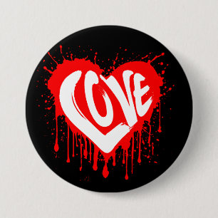 Liebe Retro Rotes Herz Valentinstag Weißer Text Button