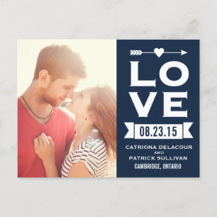 LIEBE Retro Typografie   Save the Date Postkarte