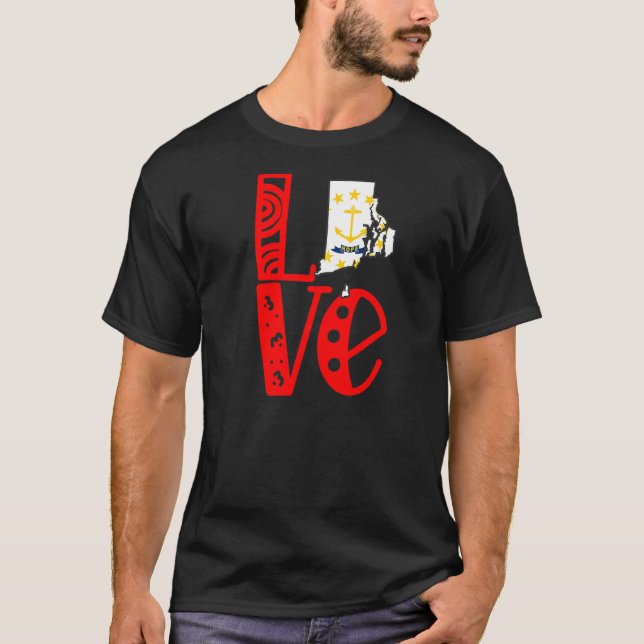 Liebe Rhode Island in Blockbuchstaben T-Shirt (Vorderseite)