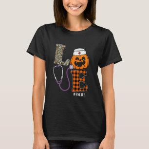 Liebe RN Krankenschwester Leopard Kürbis Halloween T-Shirt