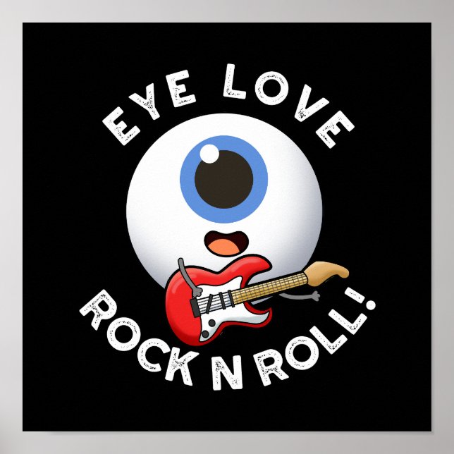 Liebe Rock and Roll Funny Eyeball Puff Dark BG Poster (Vorne)