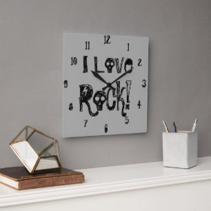 Liebe Rock Skulls Wall Clock Quadratische Wanduhr