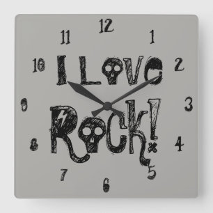 Liebe Rock Skulls Wall Clock Quadratische Wanduhr