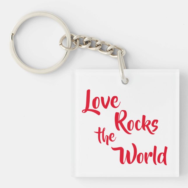 "Liebe rockt die Welt" Schlüsselkette Schlüsselanhänger (Vorderseite)