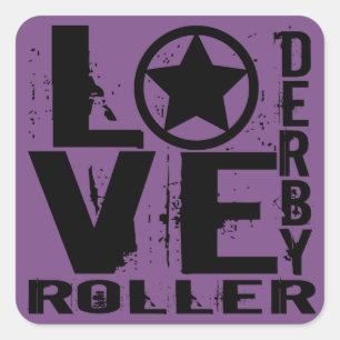 LIEBE Roller Derby Quadratischer Aufkleber