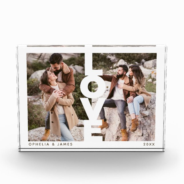 Liebe Romantischer Couple Foto Collage Foto Block (Vorderseite)