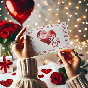 Liebe Romantischer Roter Marmor Herzstück Valentin Postkarte