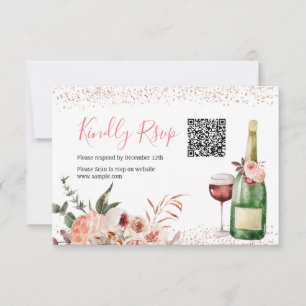 Liebe Rosa Brautparty QR Rsvp Card Dankeskarte