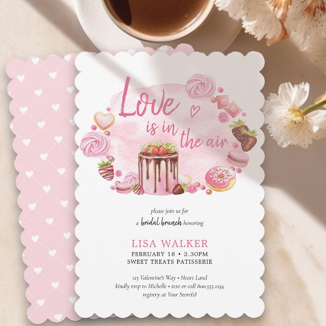 Liebe Rosa Donut und süße Leckereien Bridal Brunch Einladung (Love is in the Air Bridal Brunch Invitation - order printed or as printable instant download)